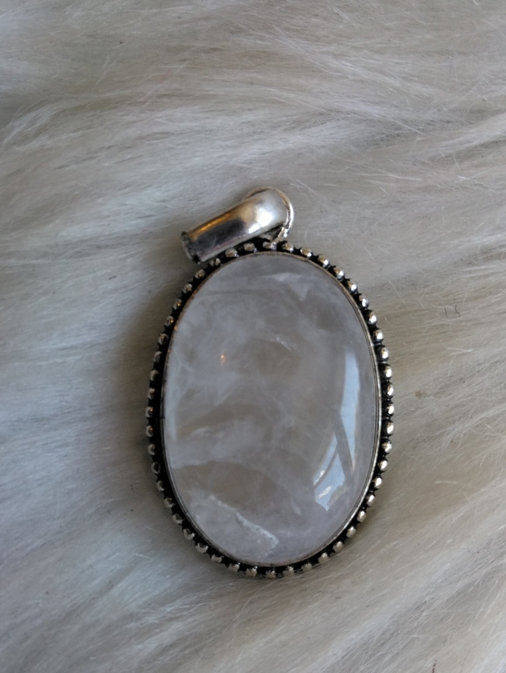 Clear Quartz Silver Plated Gemstone Necklace Pendant